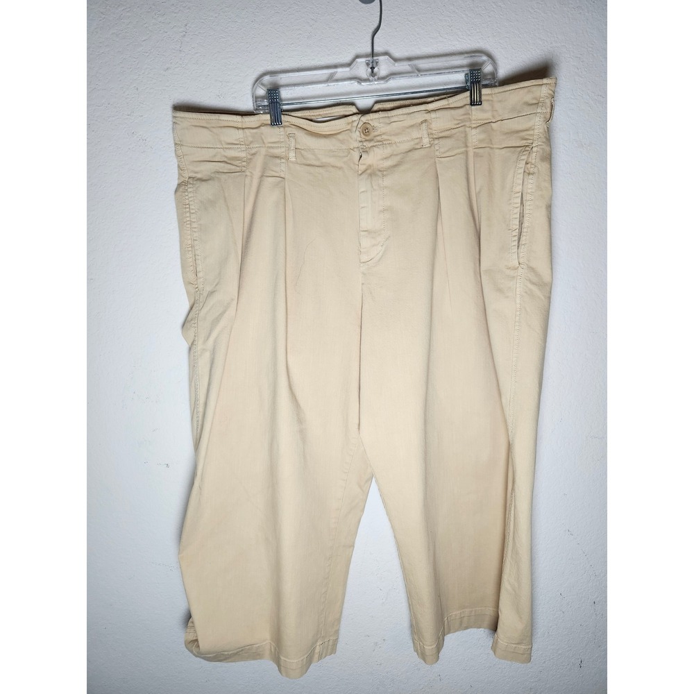 Maeve Anthropologie Crop Pants Womens 22W Tan Pleated Stretch Khaki Trousers